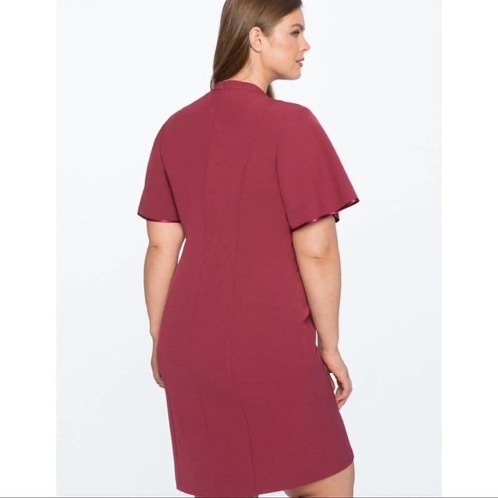 Eloquii Studio Ruffle & Tie Front Dress Wine Burgundy Red Women's Size 14 - Picture 11 of 11